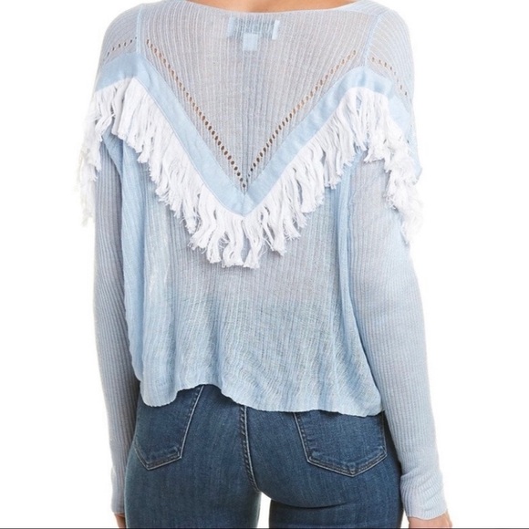 Wildfox Baby Pastel Blue Knit Waylon Fringe Western Sweater Size Medium - Picture 4 of 17